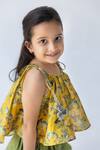 Ankid_Yellow Silk Chanderi Printed Jungle Sunderban Top And Skirt Set _Online_at_Aza_Fashions