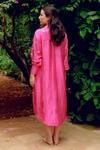 Shop_Kavya Singh Kundu_Pink Silk Embroidery Collared Elle Handwoven Mulberry Shirt Dress _at_Aza_Fashions