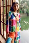 Kavya Singh Kundu_Multi Color Handwoven Mulberry Silk Jackson Shirt With Trouser  _Online_at_Aza_Fashions