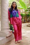 Buy_Kavya Singh Kundu_Pink Handloom Cotton, Silk Applique James Handwoven Mulberry Shirt With Trouser _at_Aza_Fashions