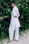 Shop_Kavya Singh Kundu_White Handwoven Linen Placement Embellished Crystal Jayne Shirt With Trouser _at_Aza_Fashions