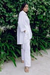 Buy_Kavya Singh Kundu_White Handwoven Linen Placement Embellished Crystal Jayne Shirt With Trouser _Online_at_Aza_Fashions