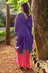 Shop_Kavya Singh Kundu_Purple Silk Embroidery V-neck Samantha Handwoven Mulberry Kaftan _at_Aza_Fashions