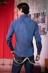 Shop_Abkasa_Blue 100% Cotton Woven And Embroidered Analog Abstract Pattern Shirt _at_Aza_Fashions