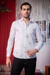 Buy_Abkasa_White 100% Cotton Woven And Embroidered Silk Thread Work Rainbow Shirt  _Online_at_Aza_Fashions