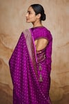 Shop_Label Varsha_Purple Woven Saree With Velvet Blouse_at_Aza_Fashions