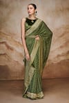 Buy Label Varsha Green Viscose, Velvet Boat Neck Stripe Woven Saree With Blouse at Aza Fashions Buy_Label Varsha_Green Viscose, Velvet Boat Neck Stripe Woven Saree With Blouse_at_Aza_Fashions