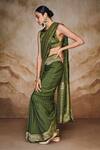 Buy Label Varsha Green Viscose, Velvet Boat Neck Stripe Woven Saree With Blouse Online at Aza Fashions Buy_Label Varsha_Green Viscose, Velvet Boat Neck Stripe Woven Saree With Blouse_Online_at_Aza_Fashions