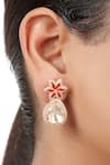 Buy_Sica Jewellery_Red Moissanite Polki And Synthetic Stones Embellished Star Earrings _at_Aza_Fashions