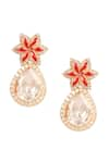 Shop_Sica Jewellery_Red Moissanite Polki And Synthetic Stones Embellished Star Earrings _at_Aza_Fashions