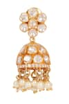 Sica Jewellery_Yellow Moissanite Polki And Stone Embellished Jhumkas _Online_at_Aza_Fashions