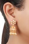 Buy_Sica Jewellery_Yellow Moissanite Polki And Stone Embellished Jhumkas _at_Aza_Fashions