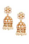 Shop_Sica Jewellery_Yellow Moissanite Polki And Stone Embellished Jhumkas _at_Aza_Fashions