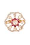 Sica Jewellery_Red Moissanite Polki And Synthetic Stones Embellished Bahaar Ring _Online_at_Aza_Fashions