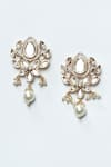 Shop_Posh by Rathore_White Embellished Floral Pattern Earrings_at_Aza_Fashions