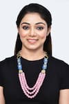 Buy_Posh by Rathore_Pink Embellished Layered Bead Necklace _at_Aza_Fashions