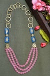 Buy_Posh by Rathore_Pink Embellished Layered Bead Necklace _Online_at_Aza_Fashions