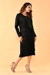 Shop_Crimp_Black Polyester Fringe Tassel Embroidered Dress_at_Aza_Fashions
