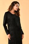 Buy_Crimp_Black Polyester Fringe Tassel Embroidered Dress_Online_at_Aza_Fashions