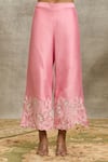 Surabhi Arya_Pink Silk, Chanderi, Organza Embroidery, Cut Work Round Dori Kurta Palazzo Set _Online_at_Aza_Fashions