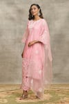 Surabhi Arya_Pink Silk, Chanderi, Organza Embroidery, Cut Work Round Dori Kurta Palazzo Set _at_Aza_Fashions