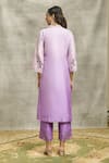 Shop_Surabhi Arya_Purple Silk Chanderi Hand Embroidered Floral Cutwork V Neck Kurta And Palazzo Set _at_Aza_Fashions