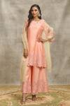 Buy Surabhi Arya Peach Silk, Organza, Chanderi Embroidery, Cut Kurta Set With Light Green Dupatta at Aza Fashions Buy_Surabhi Arya_Peach Silk, Organza, Chanderi Embroidery, Cut Kurta Set With Light Green Dupatta _at_Aza_Fashions