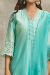 Surabhi Arya_Blue Silk Chanderi Hand Embroidered Floral Cutwork V Neck Kurta Set With Dupatta _Online_at_Aza_Fashions