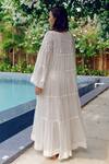 Shop_Kavya Singh Kundu_White Handloom Cotton Applique, Embroidery Round Tonya Handwoven Mulmul Dress _at_Aza_Fashions