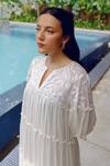 Buy_Kavya Singh Kundu_White Handloom Cotton Applique, Embroidery Round Tonya Handwoven Mulmul Dress _Online_at_Aza_Fashions