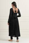 Shop_Ikshita Choudhary_Black Cotton Embroidery, Sequins, Zari Round Neck Gathered Anarkali Set_at_Aza_Fashions