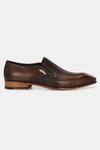 Shop_Lafattio_Brown Textured Leather Moccasins  _Online_at_Aza_Fashions