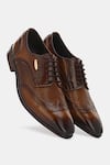 Shop_Lafattio_Brown Lace Up Textured Shoes  _Online_at_Aza_Fashions