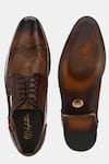 Lafattio_Brown Lace Up Textured Shoes  _at_Aza_Fashions