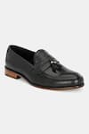 Lafattio_Black Textured Tasselled Loafers _Online_at_Aza_Fashions