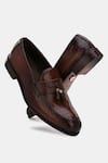 Buy_Lafattio_Brown Leather Textured Loafers  _at_Aza_Fashions