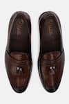 Shop_Lafattio_Brown Leather Textured Loafers  _at_Aza_Fashions