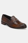 Lafattio_Brown Leather Tasselled Loafers  _Online_at_Aza_Fashions