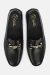 Shop_Lafattio_Black Embellished Matte Loafers  _at_Aza_Fashions