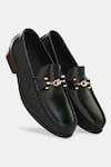 Shop_Lafattio_Black Embellished Matte Loafers  _Online_at_Aza_Fashions