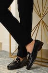 Shop_Lafattio_Black Embellished Matte Loafers  