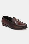 Lafattio_Brown Leather Matte Loafers  _Online_at_Aza_Fashions