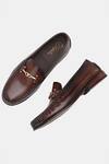 Lafattio_Brown Leather Matte Loafers  _at_Aza_Fashions