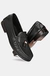 Buy_Lafattio_Black Perforated Leather Loafers  _at_Aza_Fashions
