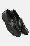 Buy_Lafattio_Black Perforated Leather Loafers  _Online_at_Aza_Fashions