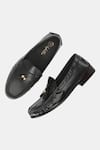 Buy_Lafattio_Black Perforated Leather Loafers  