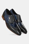 Lafattio_Blue Leather Textured Brogues  _Online_at_Aza_Fashions