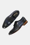 Lafattio_Blue Leather Textured Brogues  _at_Aza_Fashions