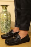 Lafattio_Black Tasselled Leather Loafers  _at_Aza_Fashions