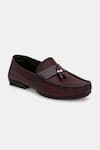 Lafattio_Red Leather Round Toe Loafers  _Online_at_Aza_Fashions